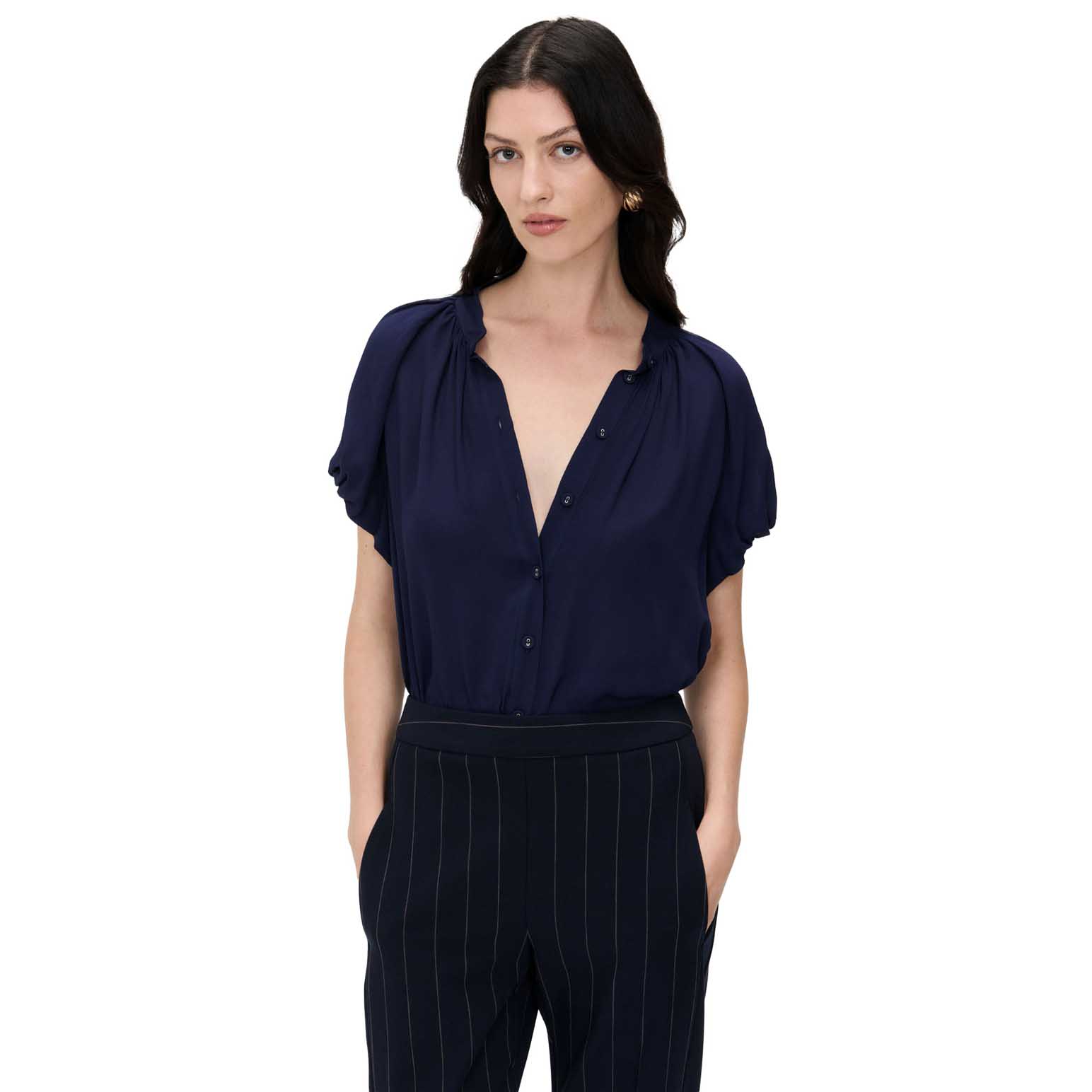 Veronika Maine Georgette Bubble Sleeve Blouse